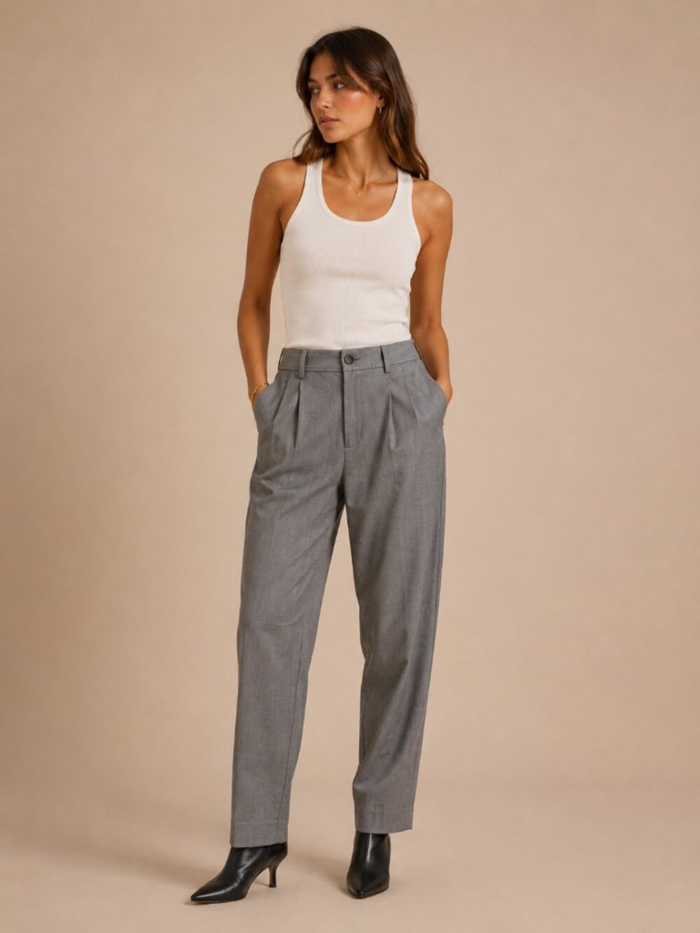 Gentle Herd Pleated High Waist Tapered Leg Wool Blend Trouser Pants Size Small